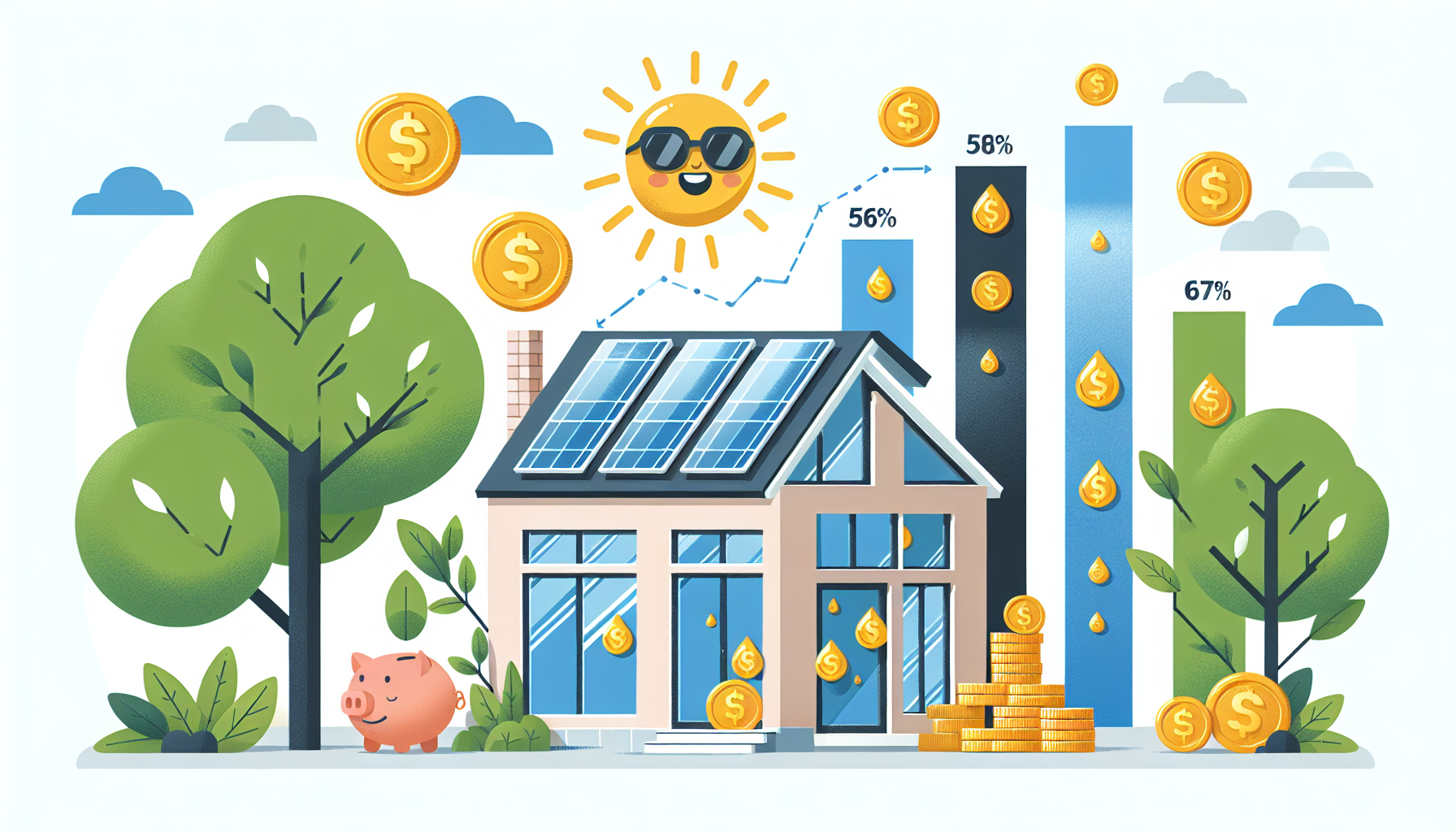 Illustration von Kosten und Wirtschaftlichkeit von Sonnenschutzmaßnahmen
