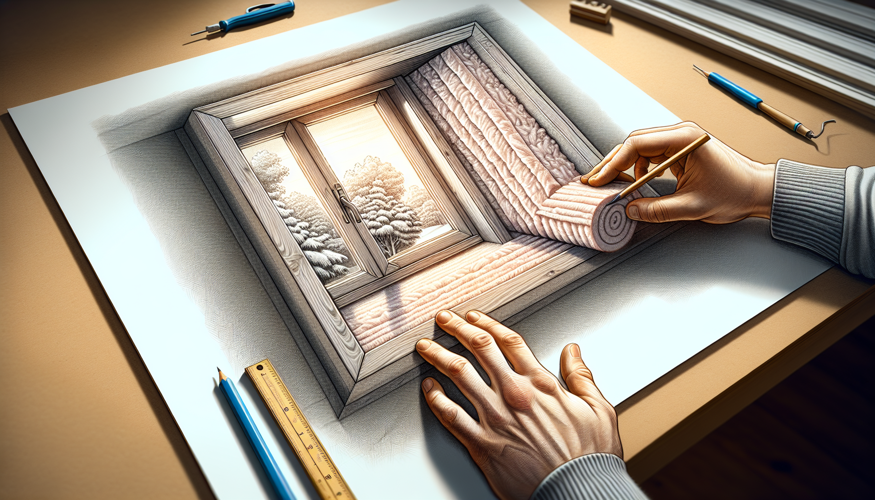 Illustration einer Innendämmung der Fensterlaibung