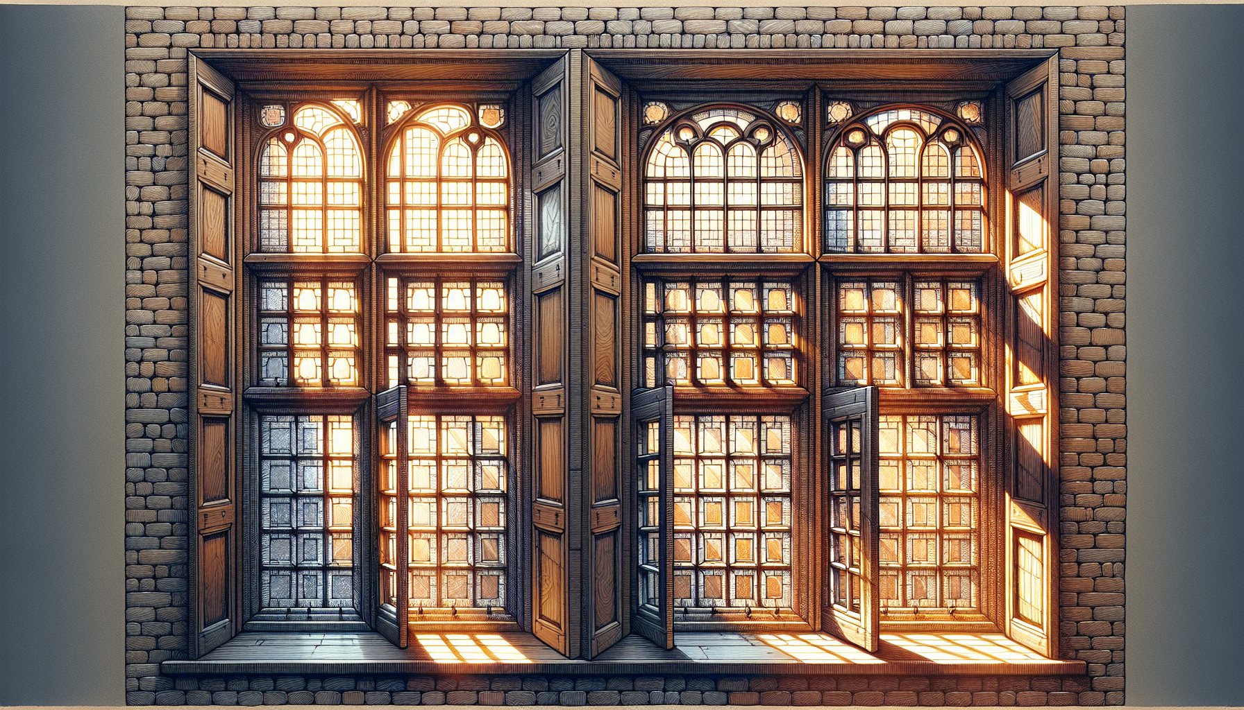 Illustration von traditionellen Sprossenfenstern aus Holz