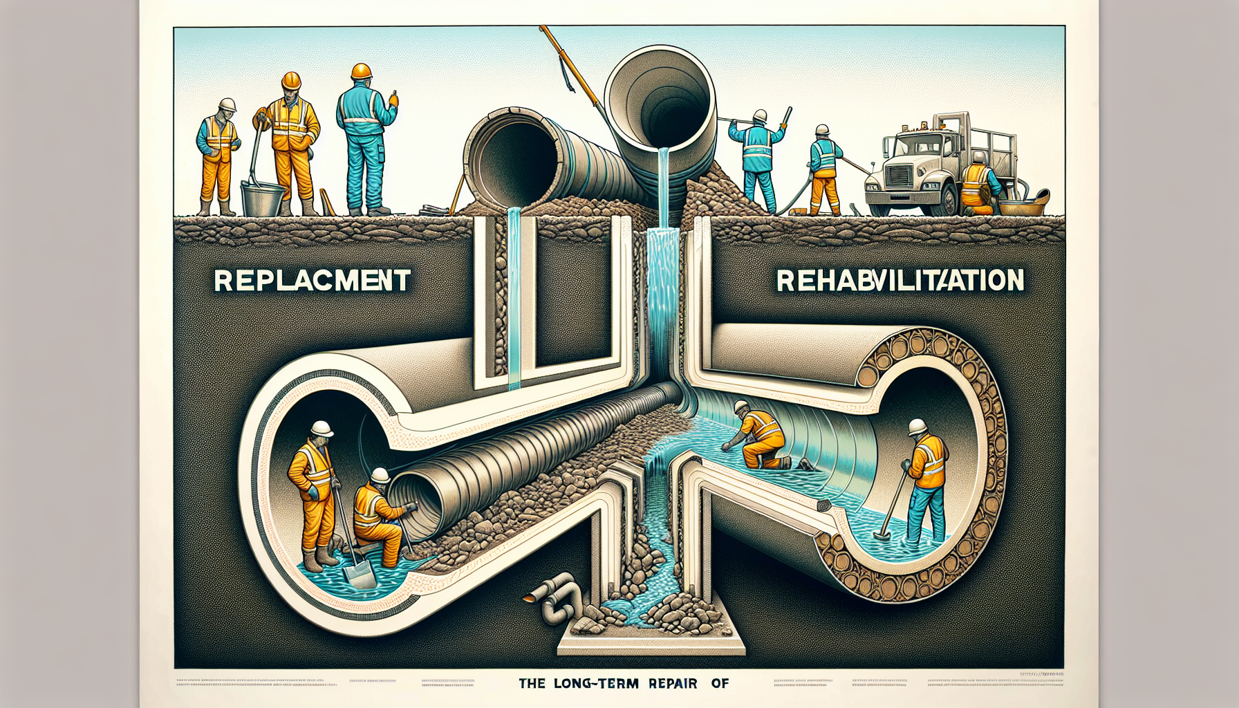 Illustration von langfristiger Instandsetzung von Abwasserleitungen
