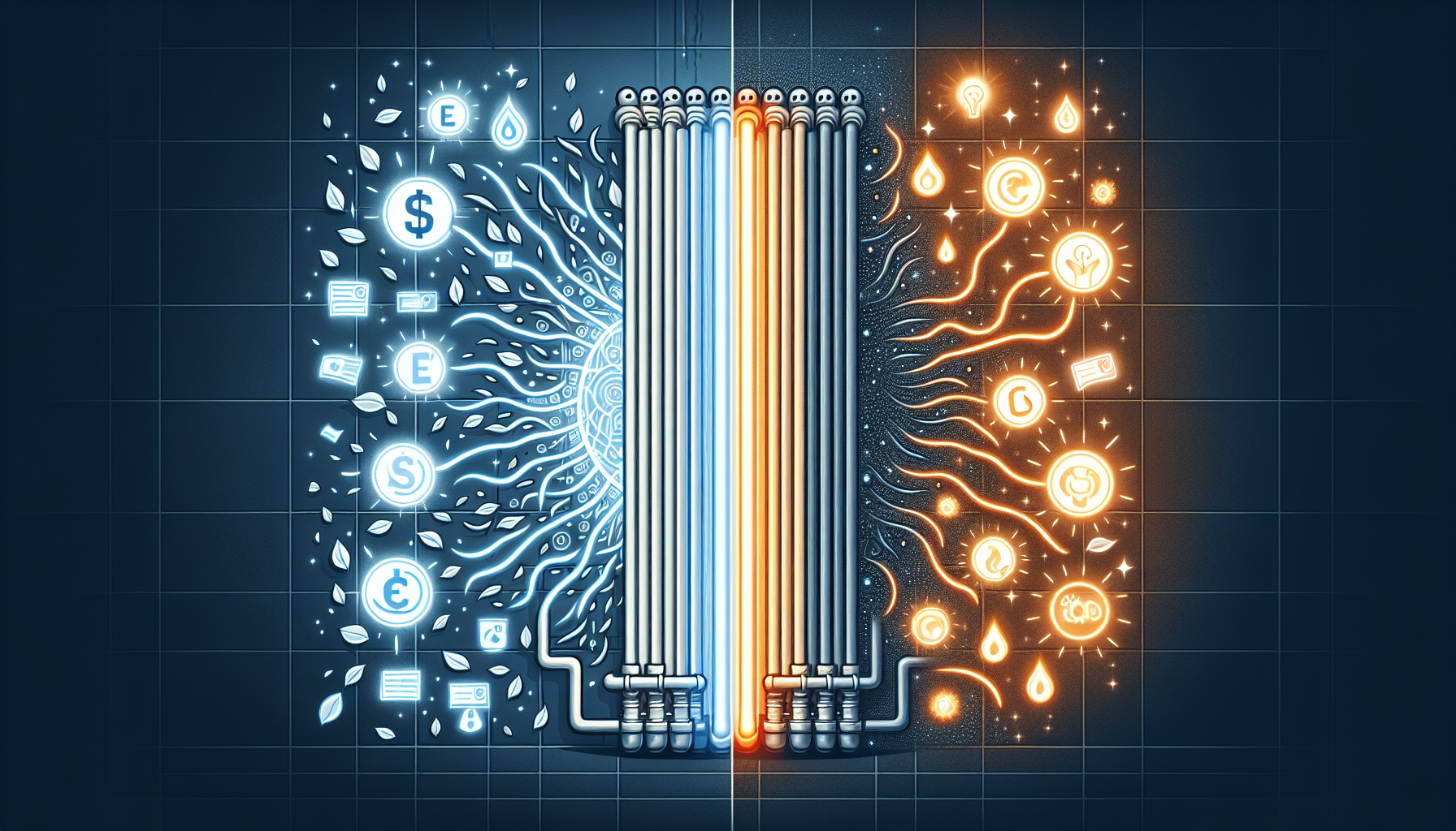 Illustration von Energieeinsparungen durch saubere Heizungsrohre