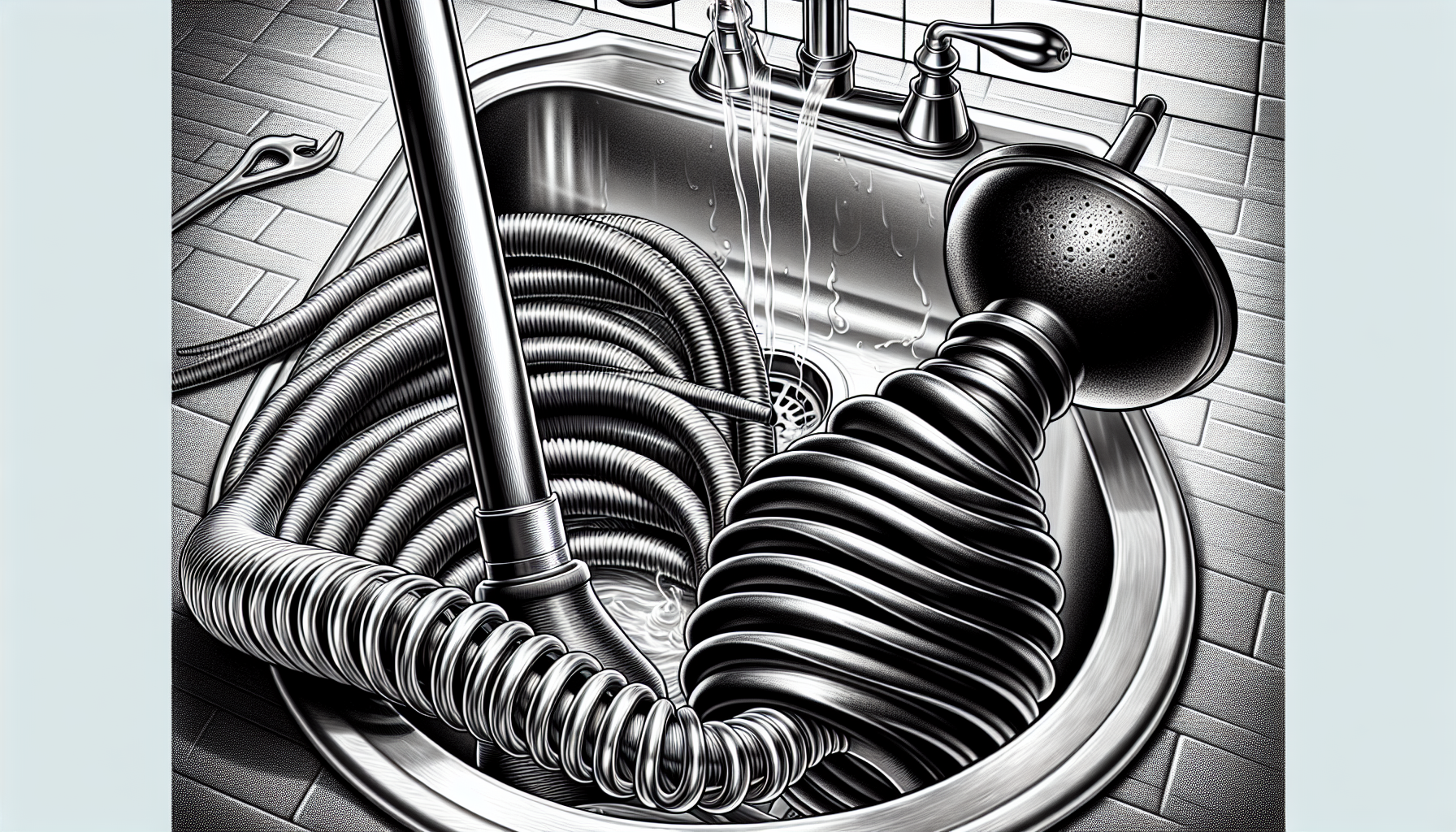 Mechanische Hilfsmittel: Pömpel und Rohrreinigungsspirale