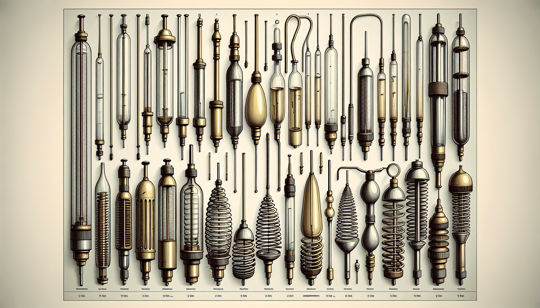 Illustration verschiedener Siphonformen und Materialien