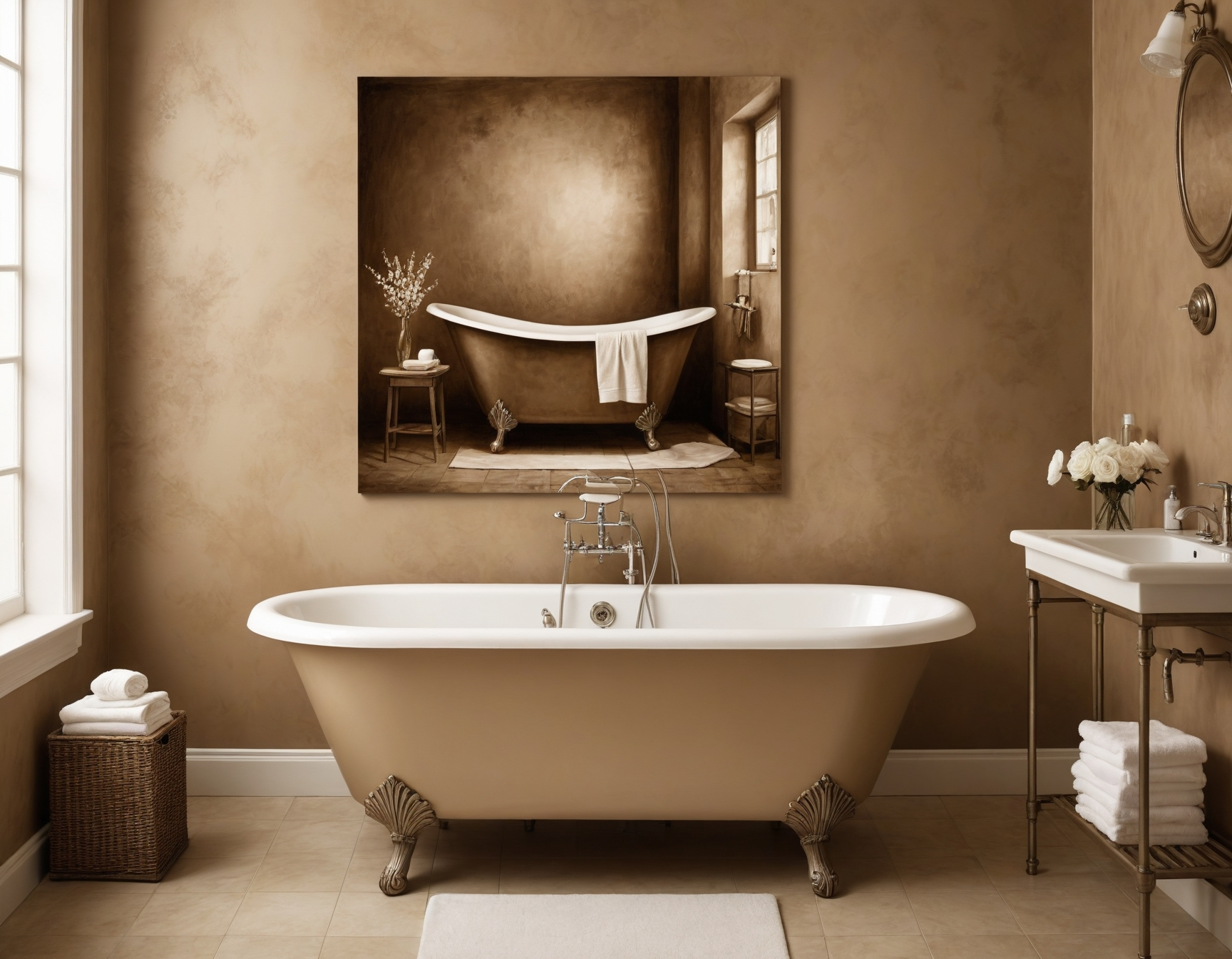 Sepia-Töne und Vintage-Charme in Badezimmer Bildern