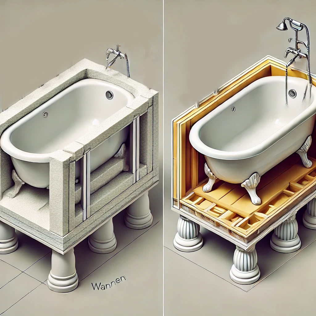Montagevarianten im Detail: Wannenträger vs. Wannenfüße