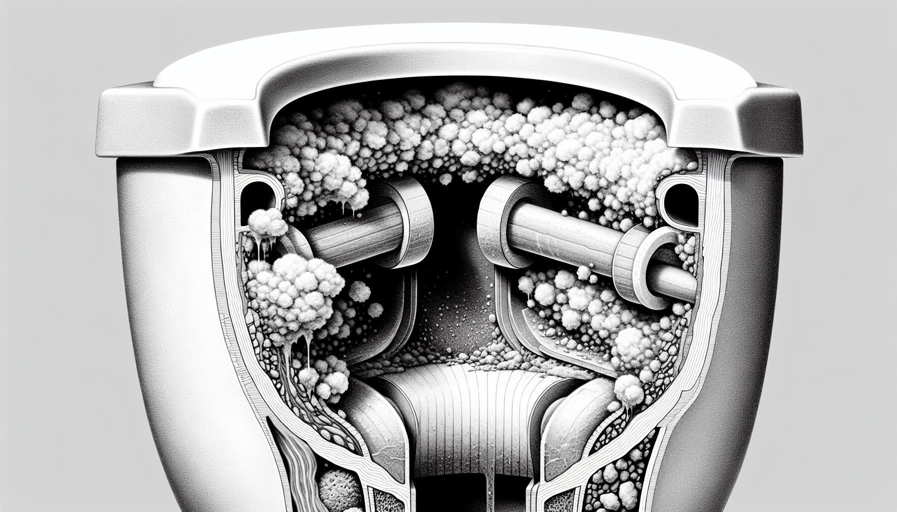 Illustration von Kalk- und Schmutzablagerungen in der Toilette