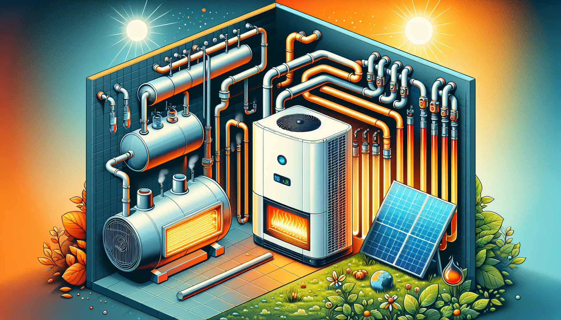 Vergleich zwischen Ölheizung mit Solarthermie und Wärmepumpen.