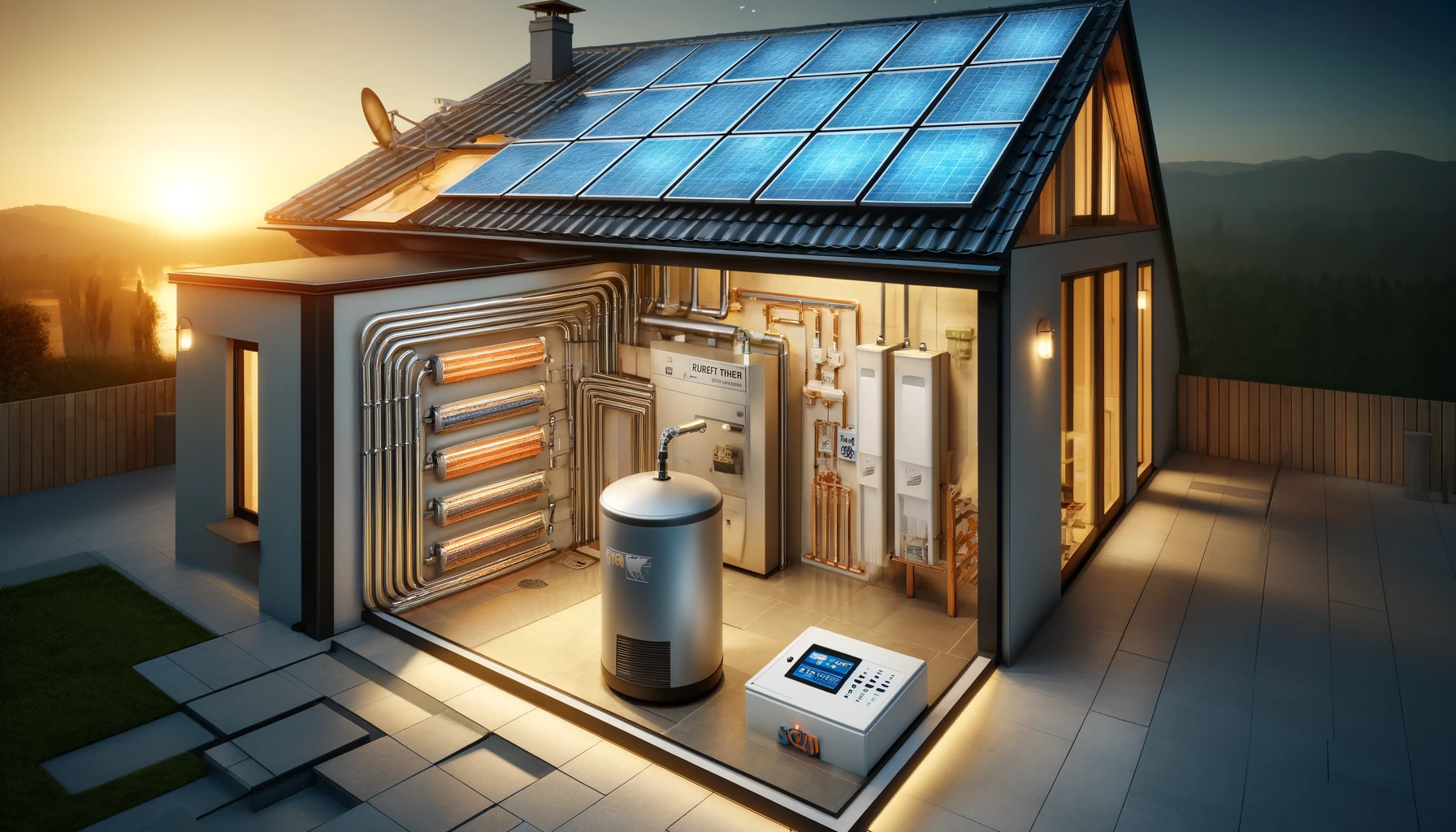 Diagramm zur Funktionsweise einer Ölheizung mit Solarthermie.