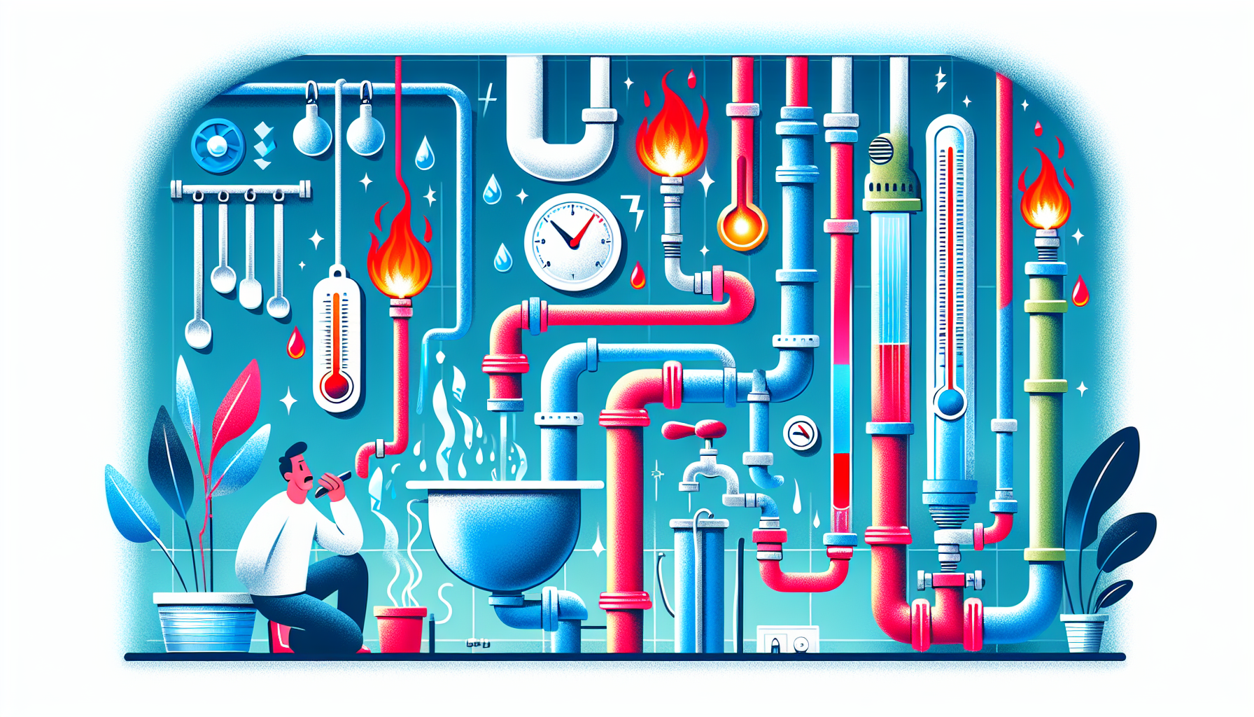 Illustration von häufigen Problemen mit der Warmwasserbereitung.