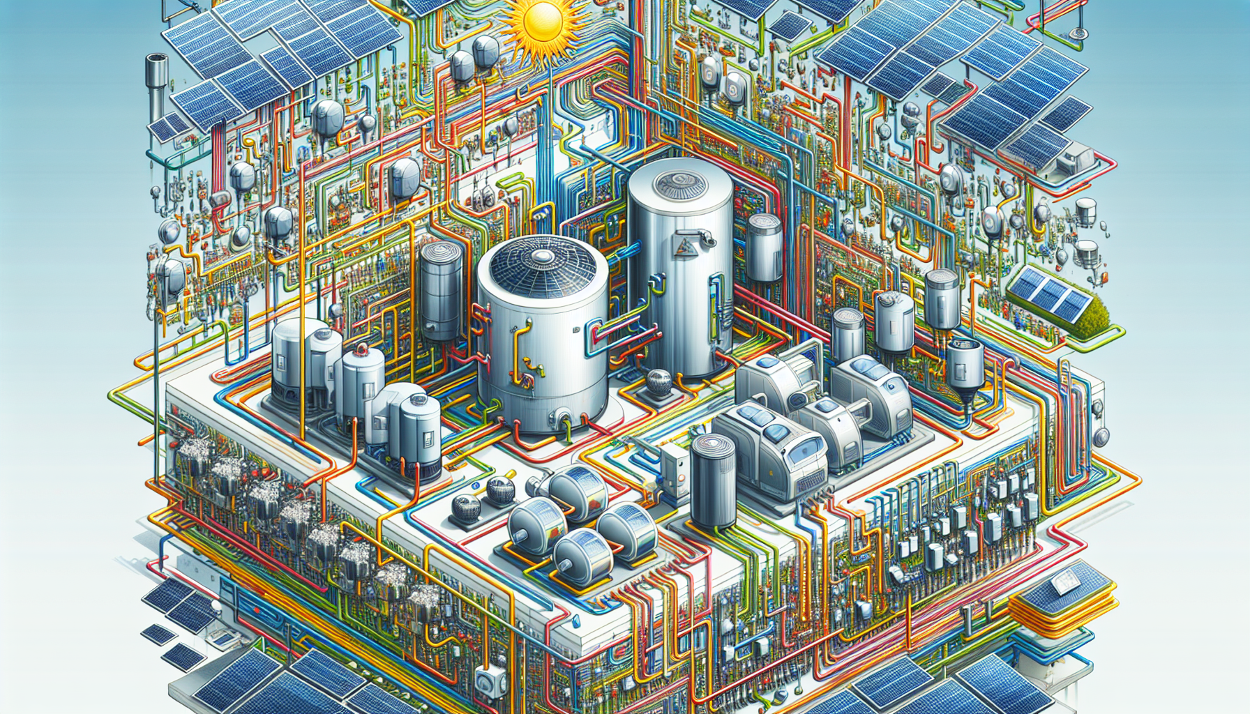 Eine Illustration, die die Kombination von zentralen und dezentralen Warmwasserversorgungssystemen zeigt.