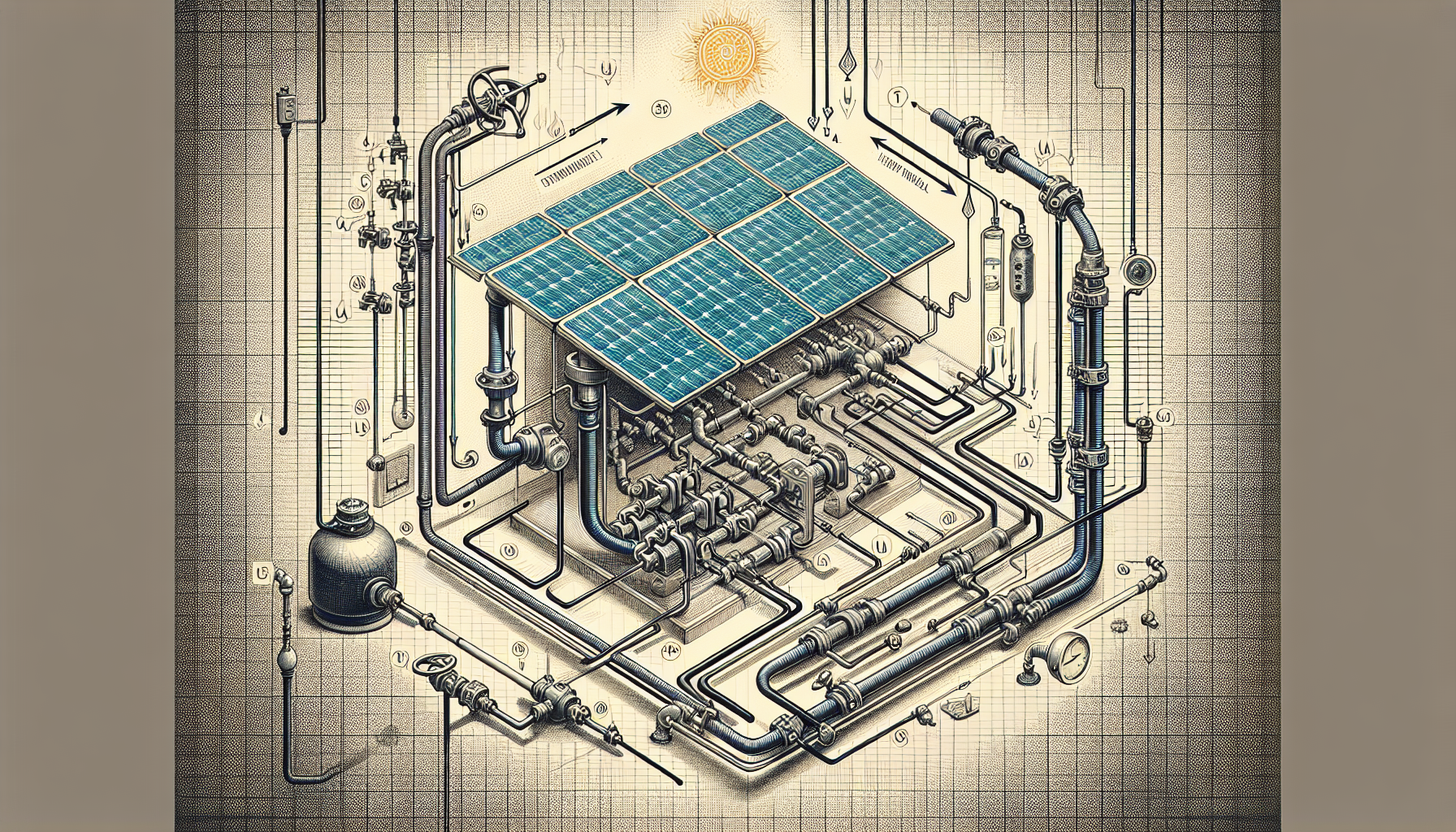 Diagramm einer Gasheizung kombiniert mit einem Photovoltaik Heizstab.