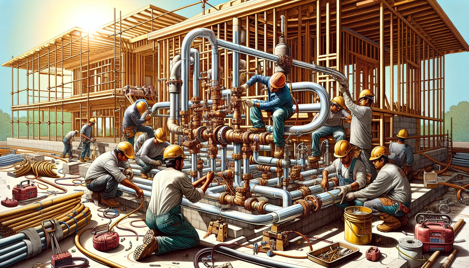 Illustration eines Gas Hausanschlusses in einem Wohngebäude.