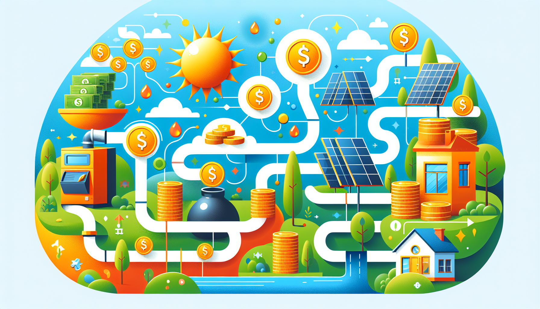 Illustration der Fördermöglichkeiten für Ölheizung und Solarthermie.