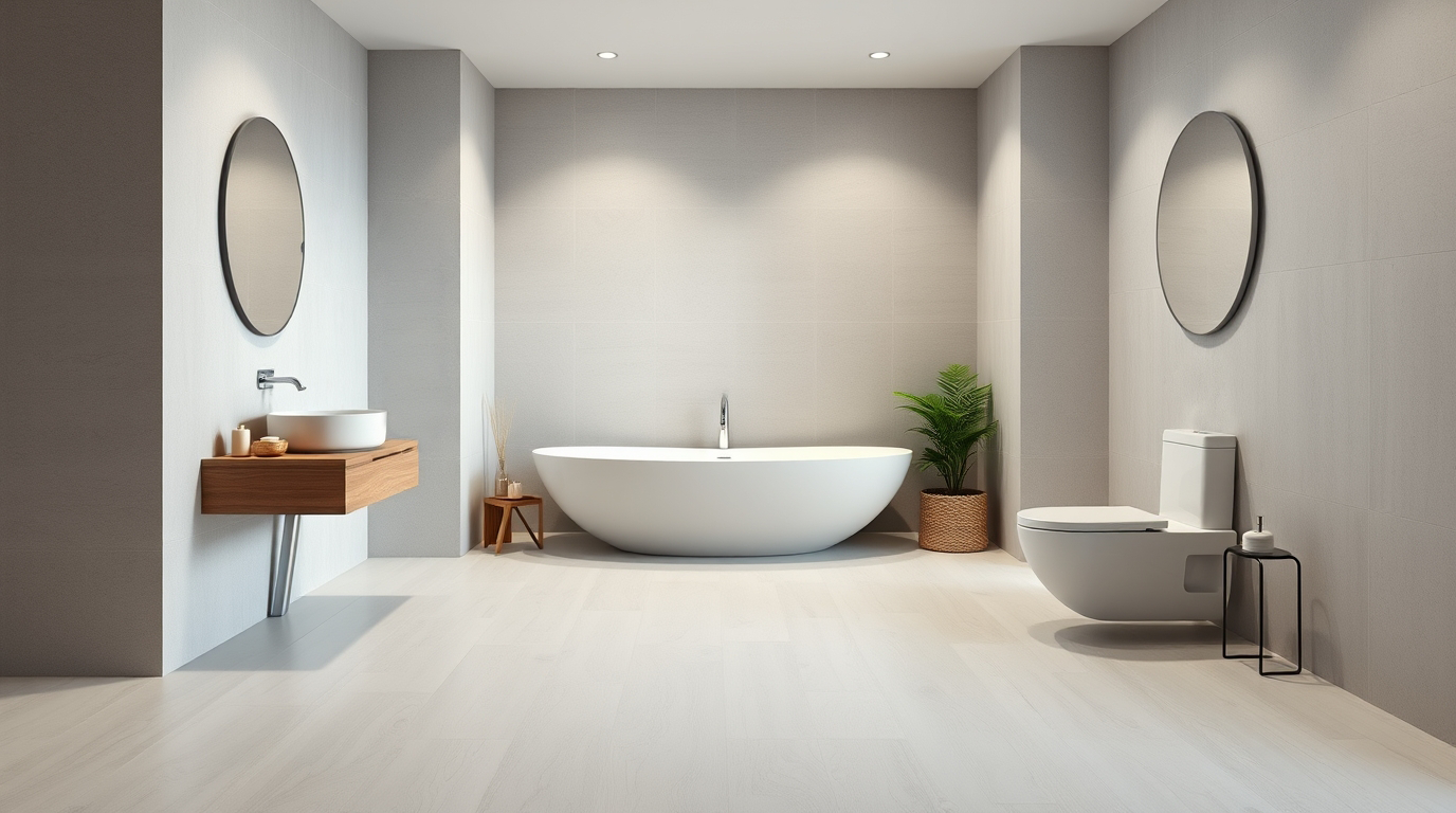 Eine elegante freistehende Badewanne im modernen Badezimmer