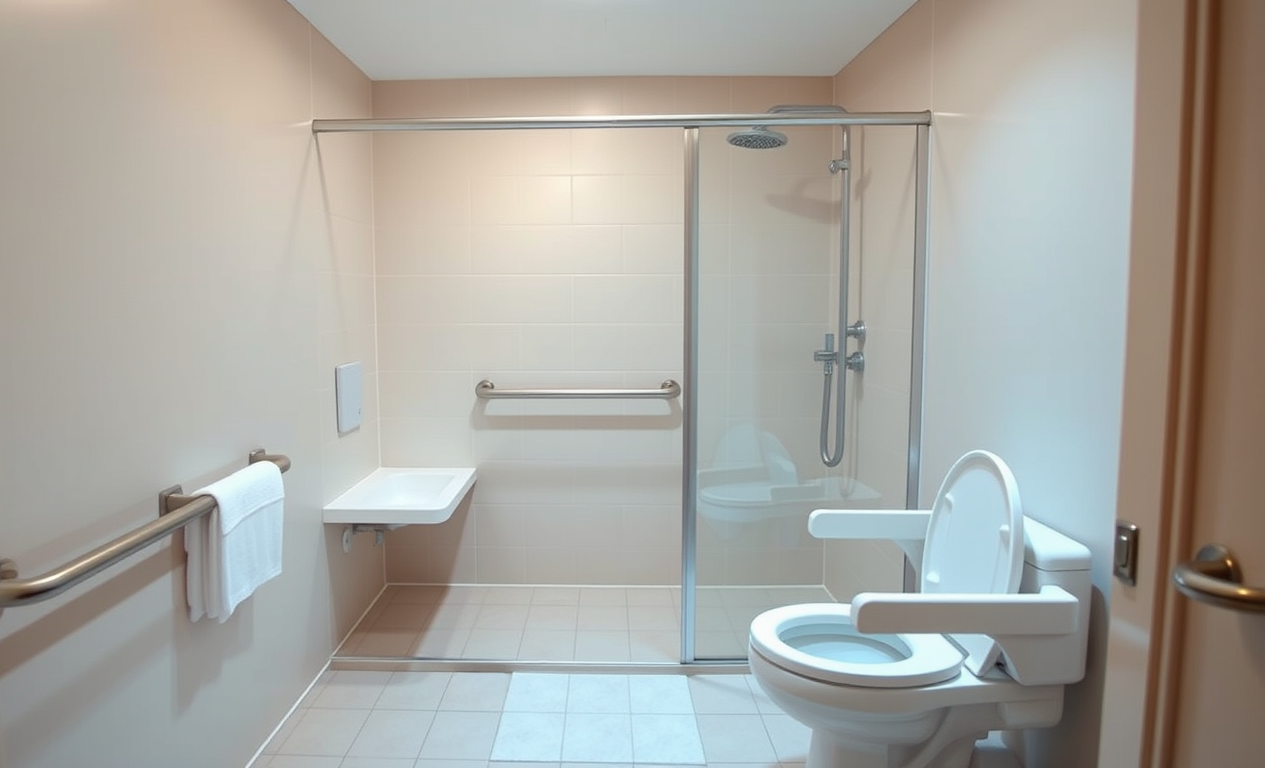 Ebenerdige Dusche in einem altersgerechten Badezimmer